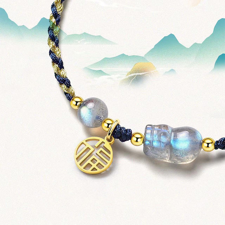 Buddha Stonesムーンストーン 貔貅 ブルータイガーアイ フーキャラクター ヒーリング カップル ストリングブレスレット
