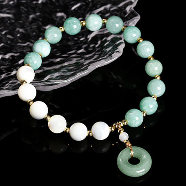 Buddha Stones翡翠トロカス馬蹄カタツムリ平和バックルチャーム豊穣ブレスレット