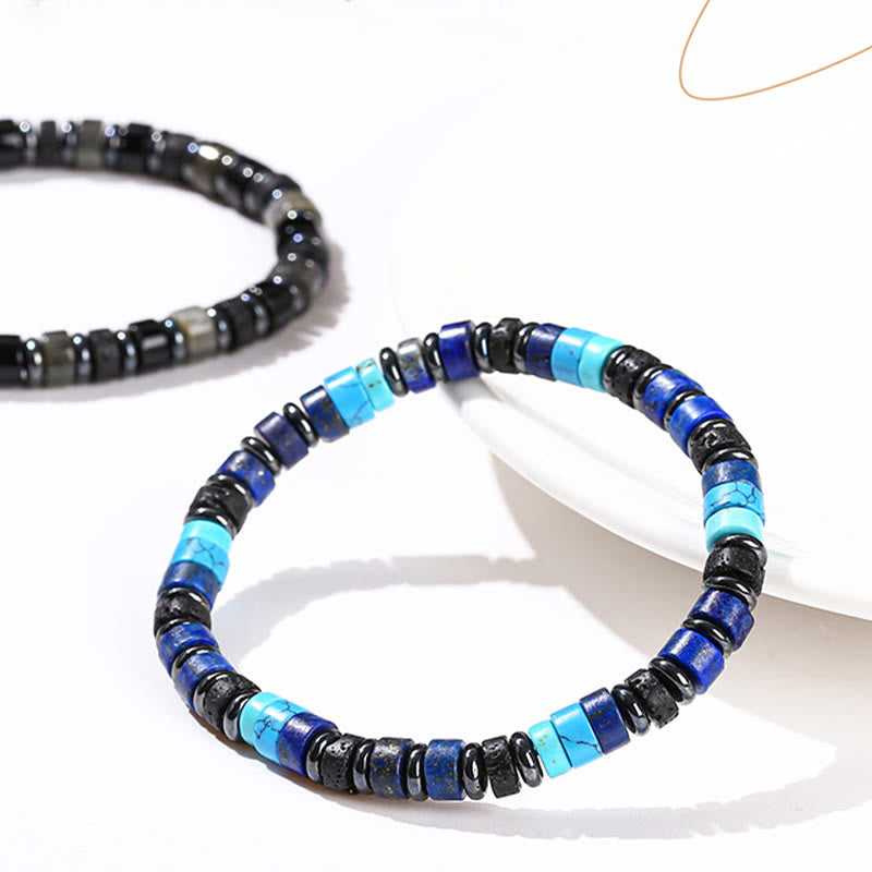 Buddha Stonesヘマタイト ターコイズ ラズライト ラピスラズリ 溶岩石 ブラックグリッターストーン サポートブレスレット - image 9