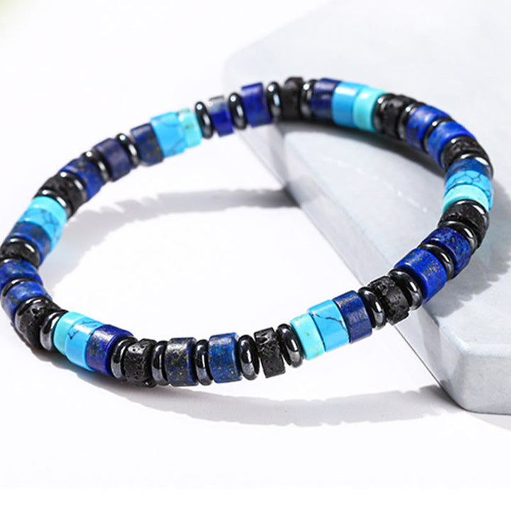 Buddha Stonesヘマタイト ターコイズ ラズライト ラピスラズリ 溶岩石 ブラックグリッターストーン サポートブレスレット - image 4
