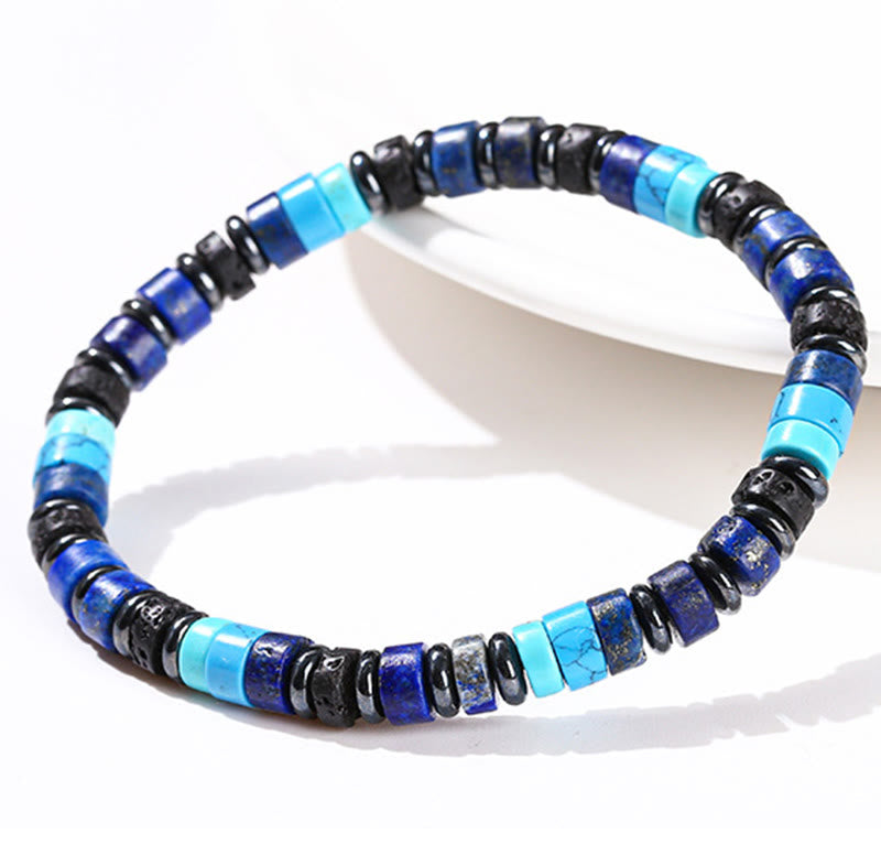Buddha Stonesヘマタイト ターコイズ ラズライト ラピスラズリ 溶岩石 ブラックグリッターストーン サポートブレスレット - image 6
