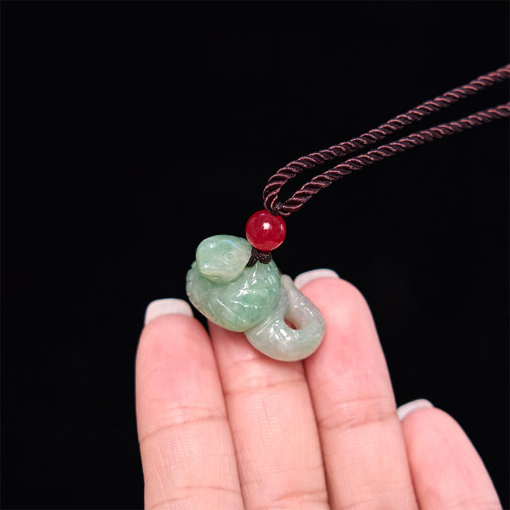 Buddha Stones十二支 蛇年 天然翡翠 幸運のネックレスペンダント - image 5