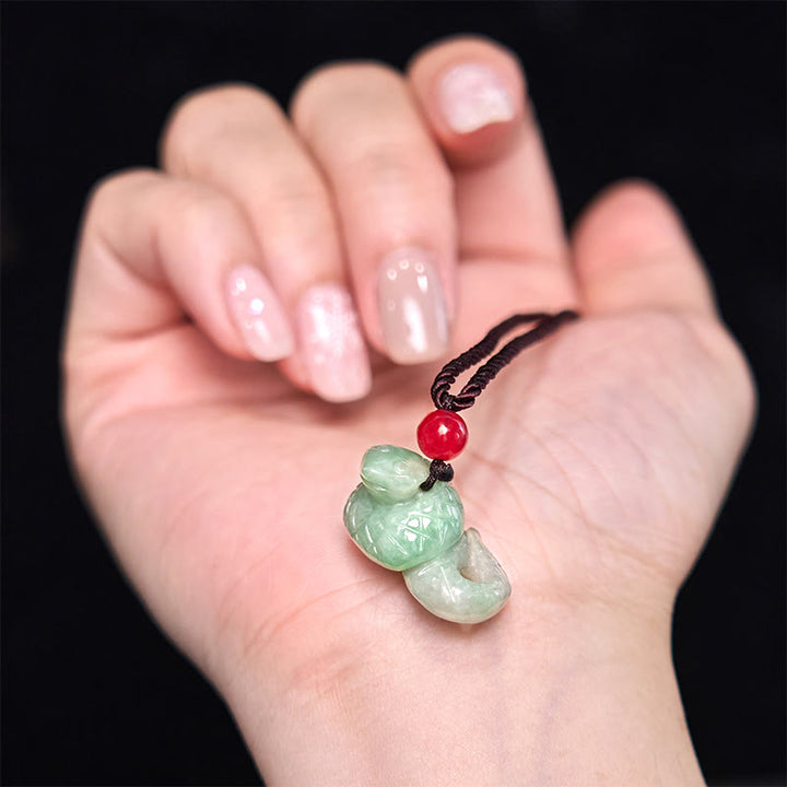 Buddha Stones十二支 蛇年 天然翡翠 幸運のネックレスペンダント - image 7