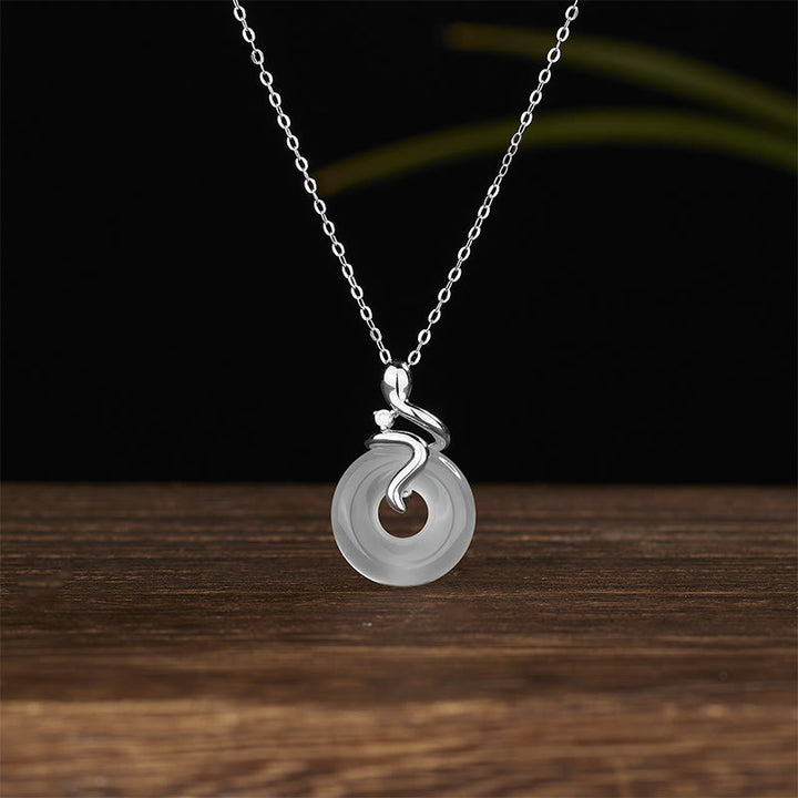 Buddha Stones925スターリングシルバー 蛇年 カルセドニー ピースバックル ポジティブネックレスペンダント