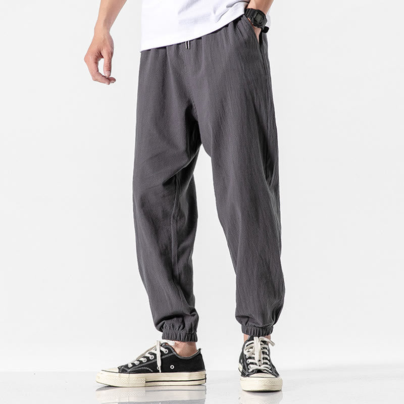 Buddha Stones無地 ドローストリング コットン メンズ パンツ ポケット付き - ディムグレー - US/UK/AU50、EU60（5XL） - image 5
