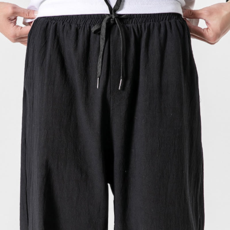 Buddha Stones無地 ドローストリング コットン メンズ パンツ ポケット付き - image 13