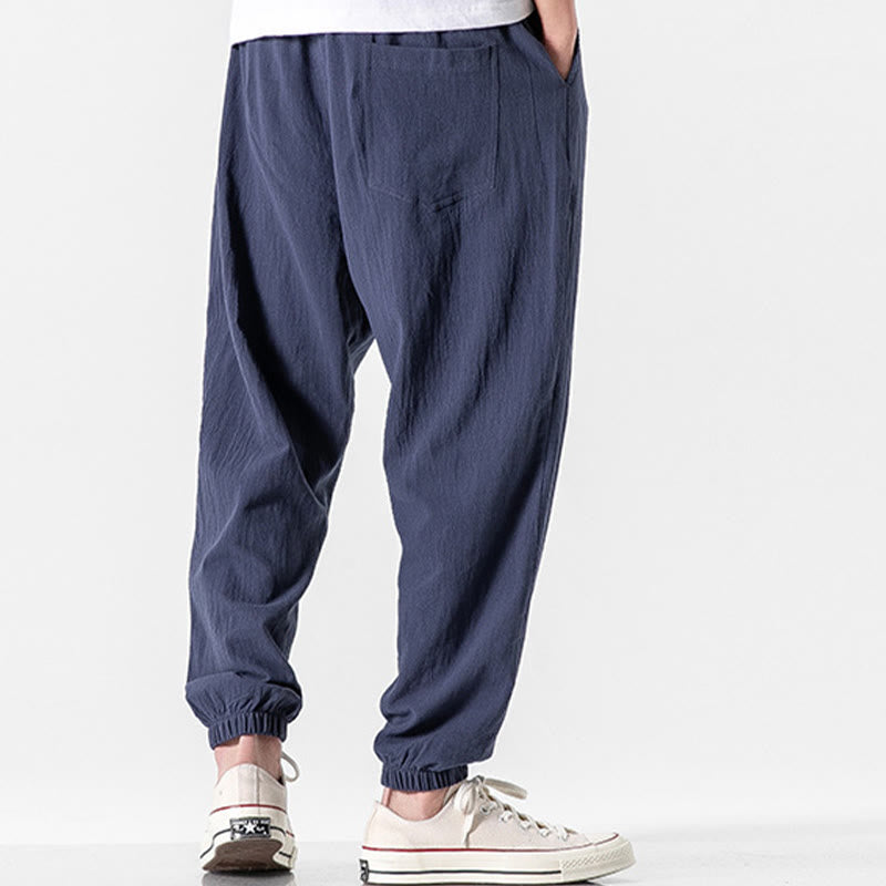 Buddha Stones無地 ドローストリング コットン メンズ パンツ ポケット付き - image 18