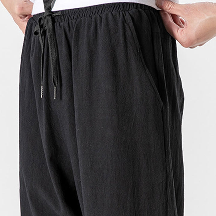 Buddha Stones無地 ドローストリング コットン メンズ パンツ ポケット付き - image 14