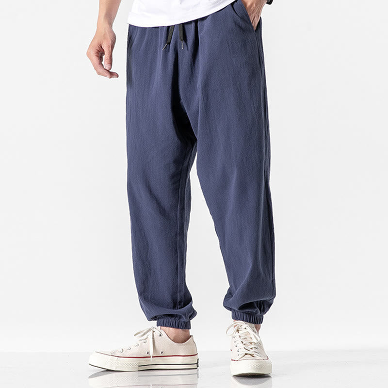 Buddha Stones無地 ドローストリング コットン メンズ パンツ ポケット付き - ダークブルー - US/UK/AU50、EU60（5XL） - image 16