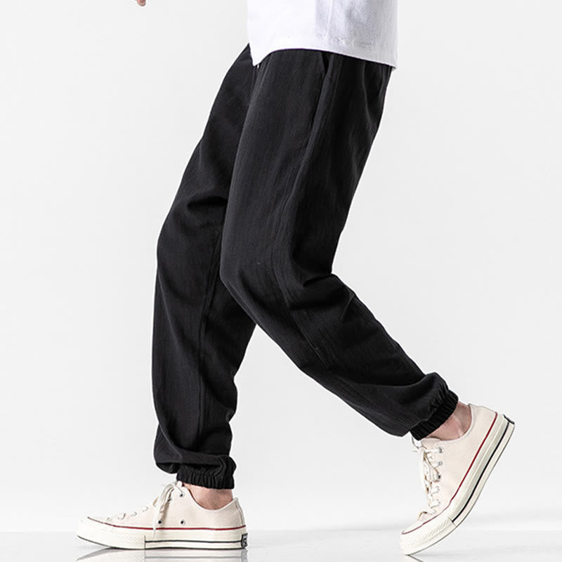 Buddha Stones無地 ドローストリング コットン メンズ パンツ ポケット付き - image 11