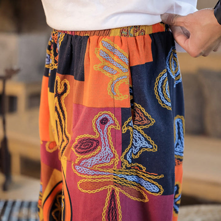 Buddha Stonesグリッドフラワープリント コットン メンズ ハーレムパンツ ポケット付き - image 21