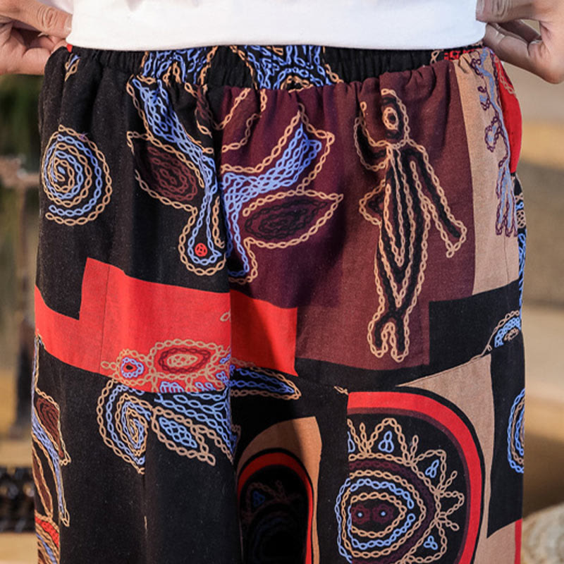 Buddha Stonesグリッドフラワープリント コットン メンズ ハーレムパンツ ポケット付き - image 9