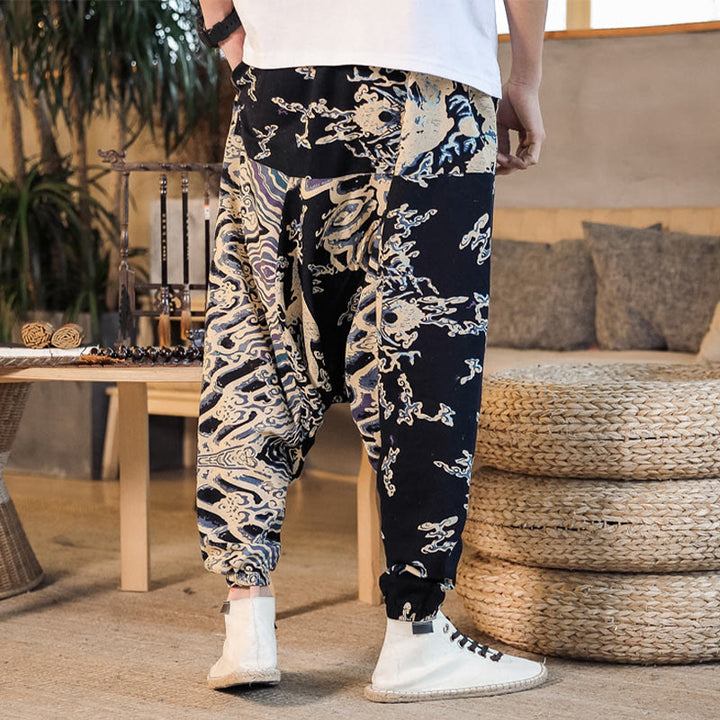 Buddha Stones中国龍柄 コットン メンズ ハーレムパンツ ポケット付き - image 4