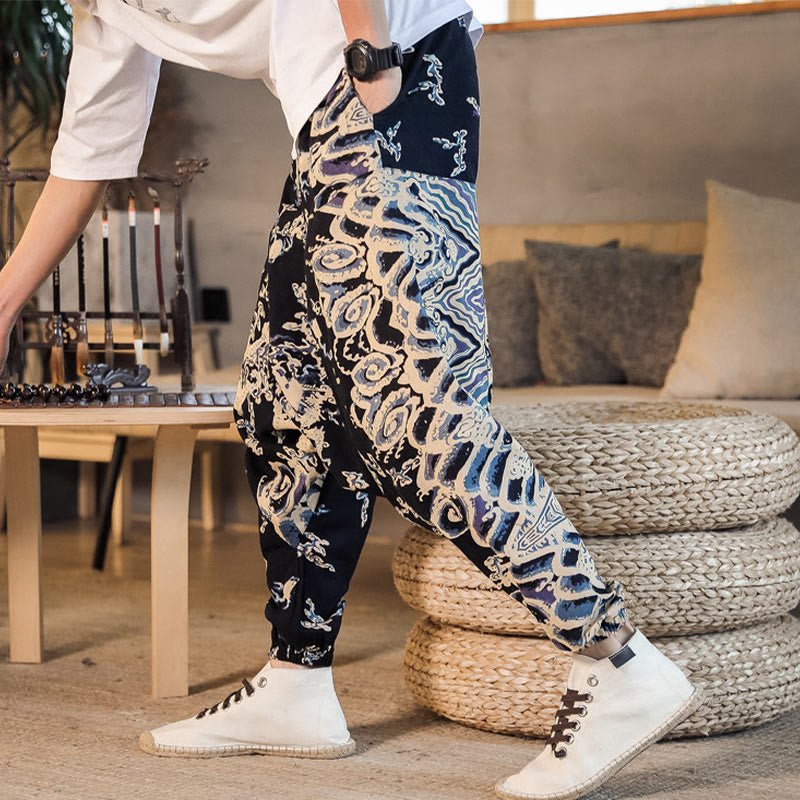 Buddha Stones中国龍柄 コットン メンズ ハーレムパンツ ポケット付き - image 5