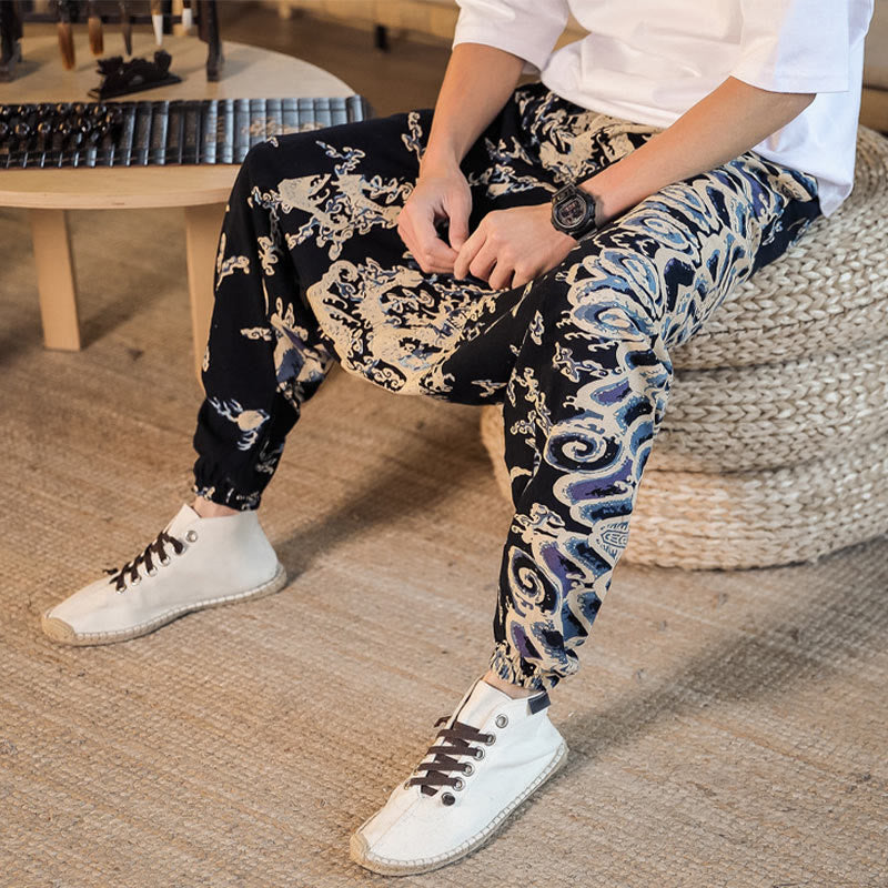 Buddha Stones中国龍柄 コットン メンズ ハーレムパンツ ポケット付き - image 8