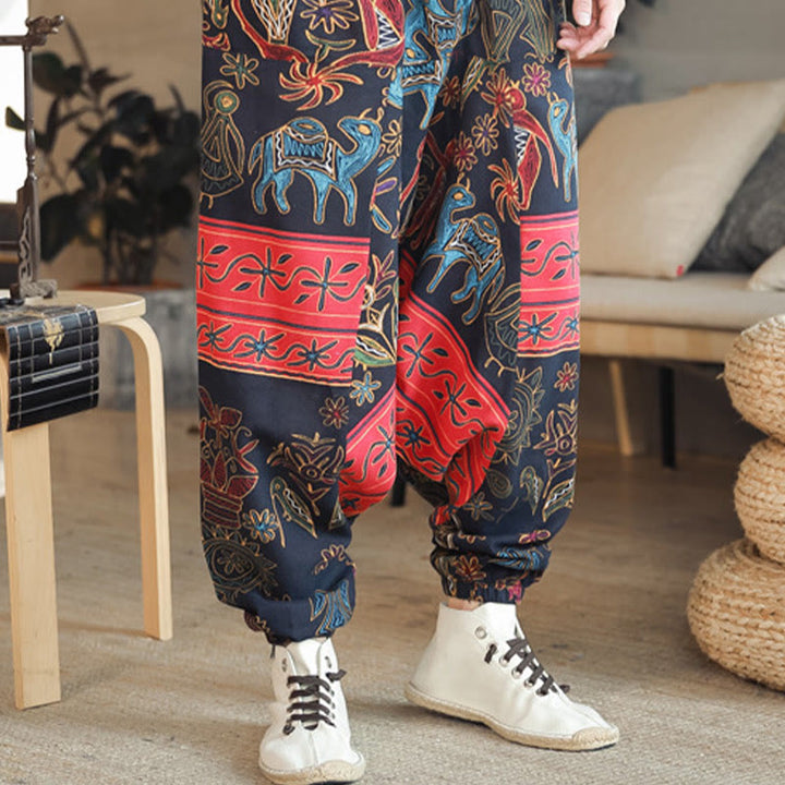 Buddha Stonesカラフル ラクダ柄 コットン メンズ ハーレムパンツ ポケット付き - image 6
