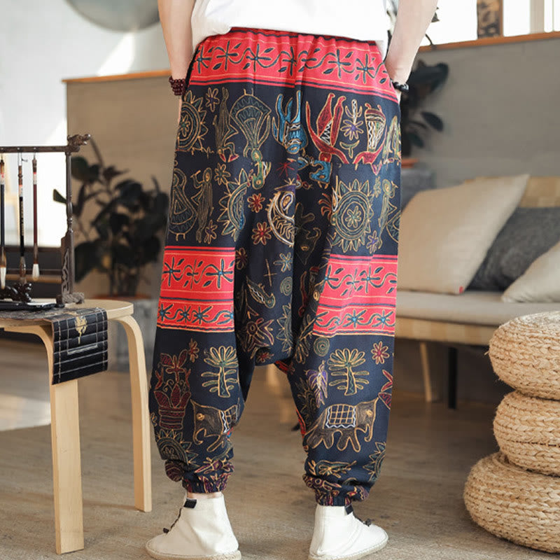 Buddha Stonesカラフル ラクダ柄 コットン メンズ ハーレムパンツ ポケット付き - image 5