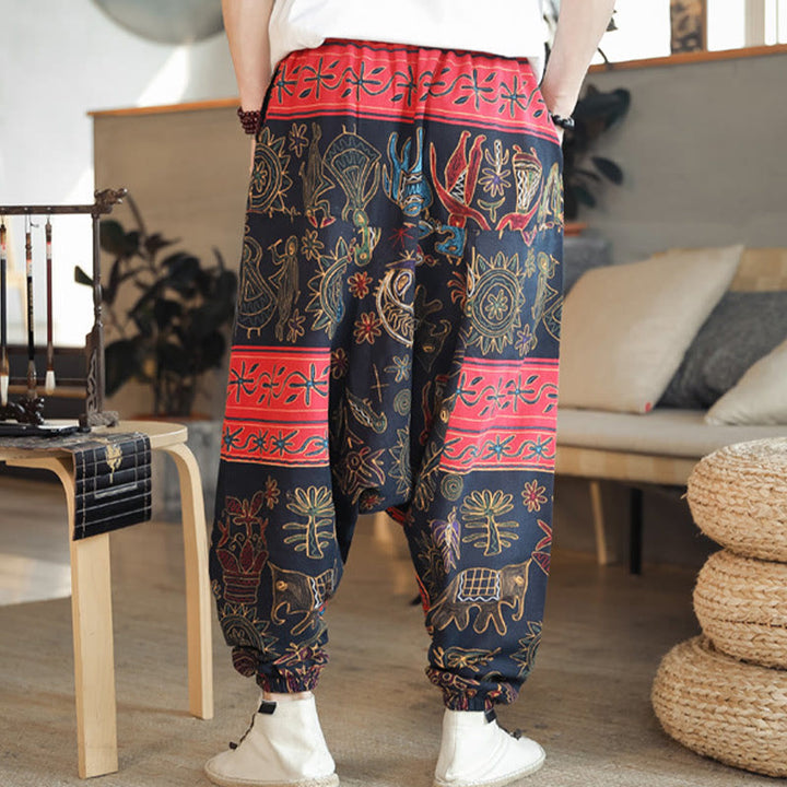 Buddha Stonesカラフル ラクダ柄 コットン メンズ ハーレムパンツ ポケット付き - image 5