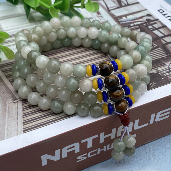 Buddha Stones 108Malaビーズ 天然 Shetai 翡翠 幸運 繁栄 ブレスレット
