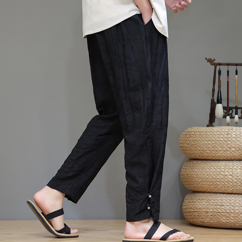 Buddha Stones竹 アンクル フロッグボタン ドローストリング メンズ パンツ ポケット付き - image 16