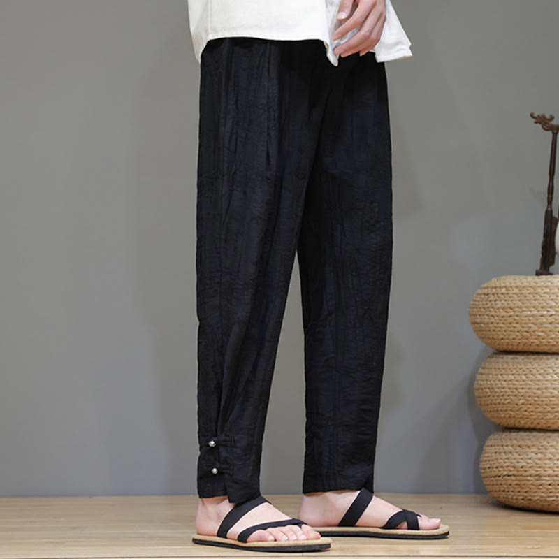 Buddha Stones竹 アンクル フロッグボタン ドローストリング メンズ パンツ ポケット付き - image 15