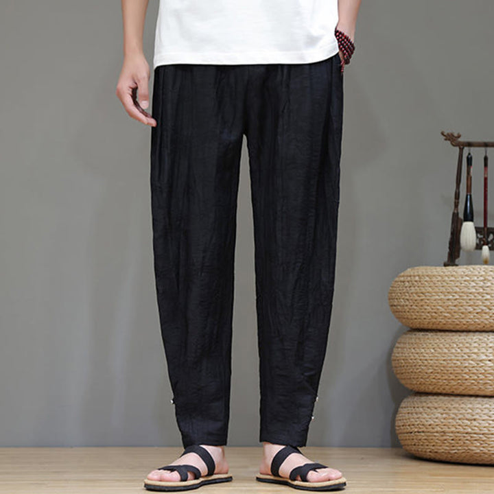 Buddha Stones竹 アンクル フロッグボタン ドローストリング メンズ パンツ ポケット付き - image 14