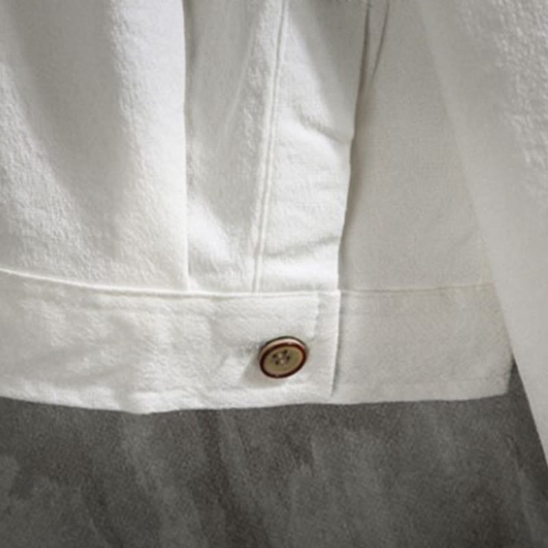 Buddha Stonesカジュアル 無地 フロントボタン 七分袖 メンズシャツ - image 8