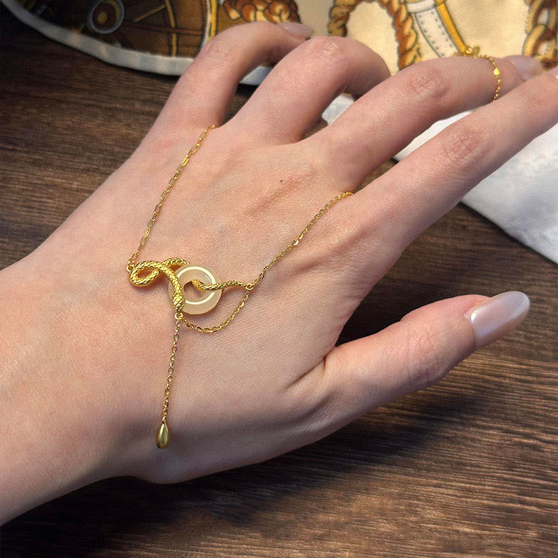Buddha Stonesカルセドニー ピースバックル 925スターリングシルバー ゴールド 蛇年 ハーモニーネックレスペンダント