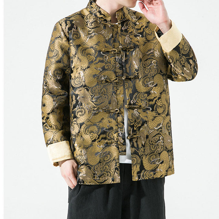 Buddha Stones中国龍 カエルボタン 唐装 コットン メンズ ジャケット シャツ