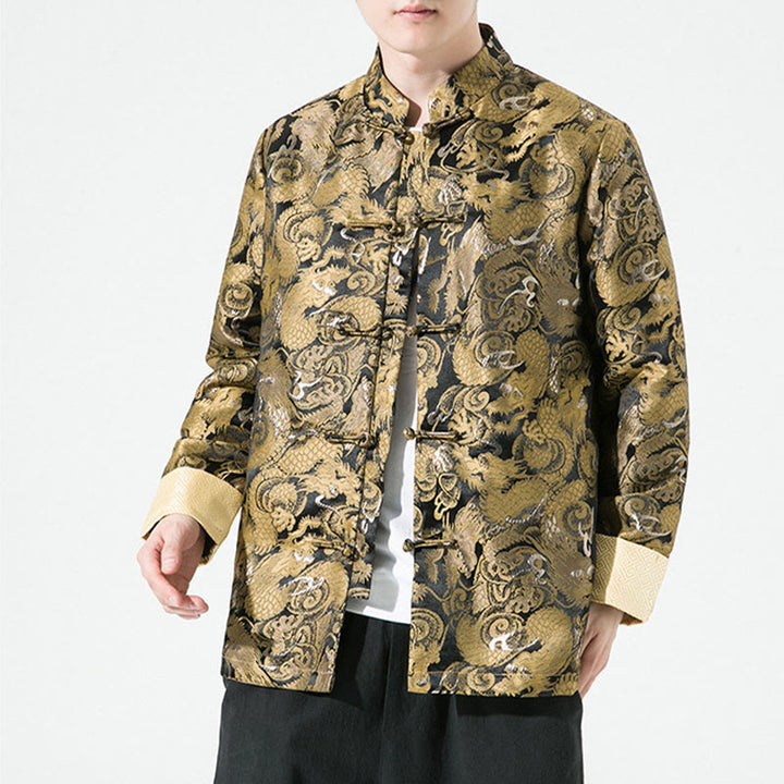 Buddha Stones中国龍 カエルボタン 唐装 コットン メンズ ジャケット シャツ
