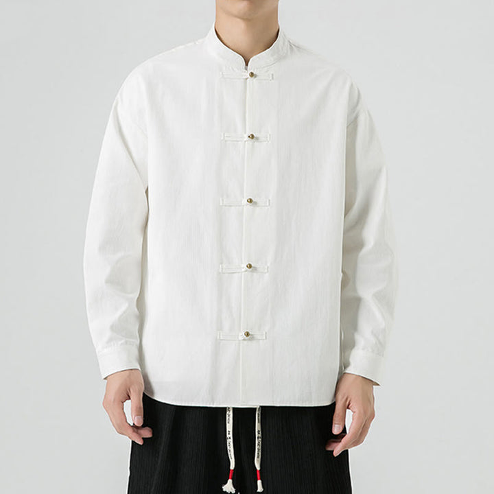 Buddha Stones無地 カエルボタン 唐装 コットン メンズ ジャケット シャツ  - image 15