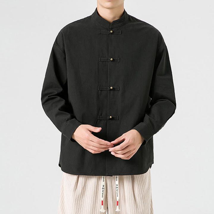 Buddha Stones無地 カエルボタン 唐装 コットン メンズ ジャケット シャツ  - image 6