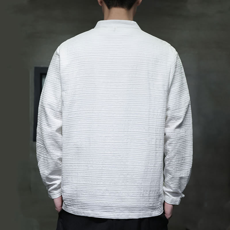 Buddha Stones無地 ハーフフロッグボタン 唐装 コットンリネン メンズ ジャケット シャツ - image 12