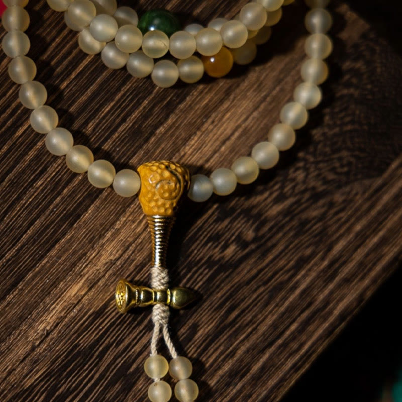 Buddha Stonesチベット 108Mala入り 数珠 十二支 出生仏 天然 羊の角 富のブレスレット