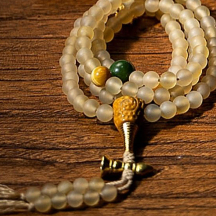 Buddha Stonesチベット 108Mala入り 数珠 十二支 出生仏 天然 羊の角 富のブレスレット
