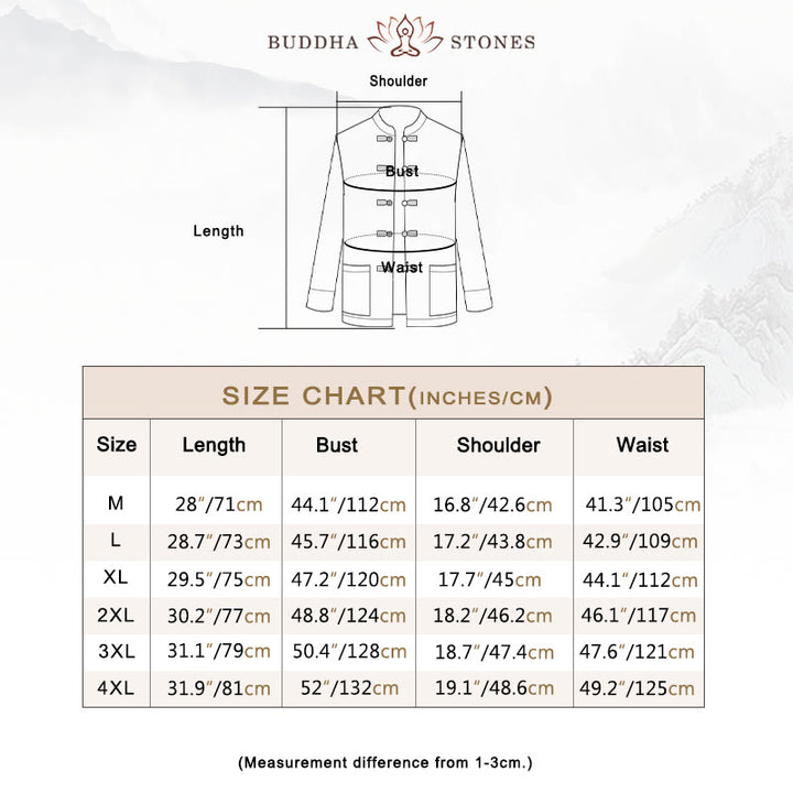 Buddha Stones龍刺繍カエルボタンポリエステルメンズジャケットシャツポケット付き - image 5