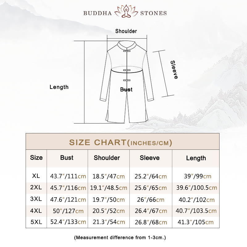 Buddha Stones秋 シンプル カエルボタン リネン メンズ ミドル丈コート 禅服 - image 5
