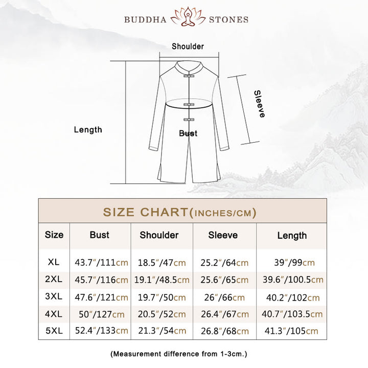 Buddha Stones秋 シンプル カエルボタン リネン メンズ ミドル丈コート 禅服 - image 5