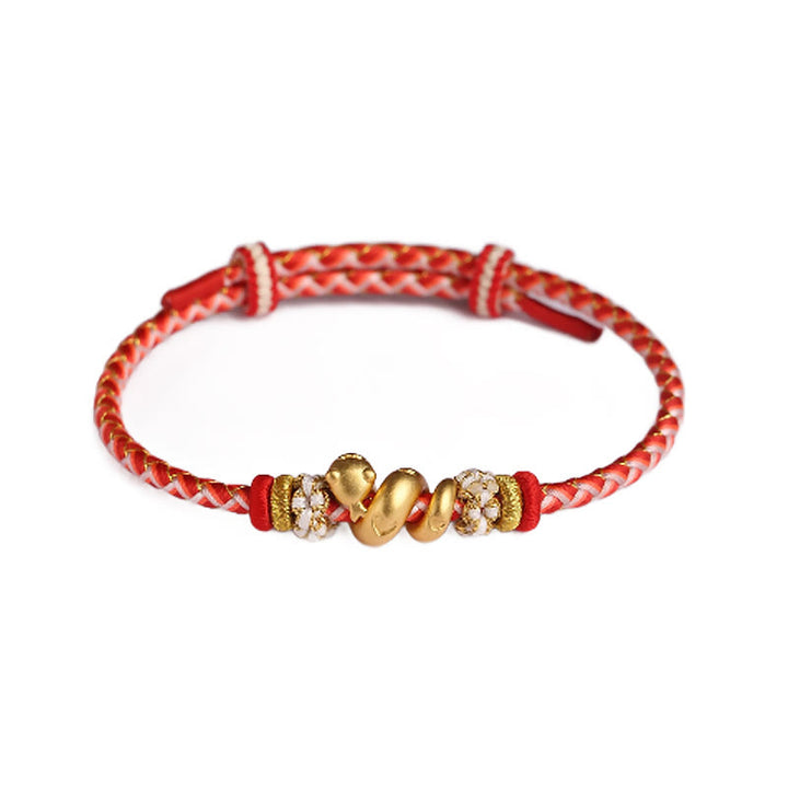 Buddha Stones999 スターリングシルバー グラデーション レッドストリング 蛇年 幸運 編み込みブレスレット