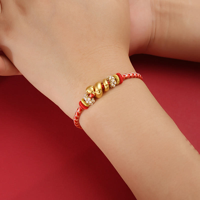 Buddha Stones999 スターリングシルバー グラデーション レッドストリング 蛇年 幸運 編み込みブレスレット