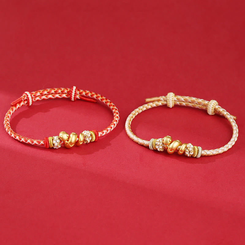 Buddha Stones999 スターリングシルバー グラデーション レッドストリング 蛇年 幸運 編み込みブレスレット