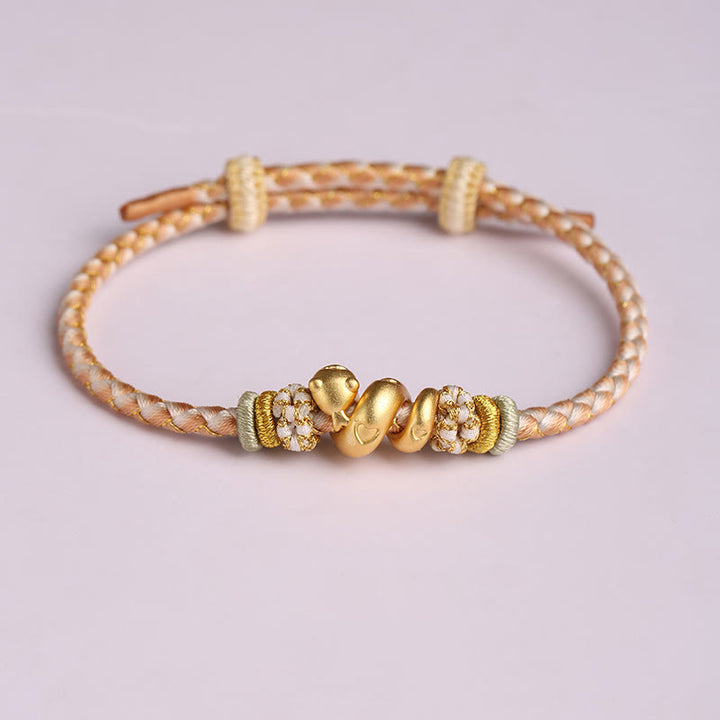 Buddha Stones999 スターリングシルバー グラデーション レッドストリング 蛇年 幸運 編み込みブレスレット