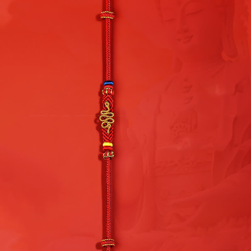 Buddha Stonesの赤い糸の8本の糸の平和の結び目、蛇の年の保護編みブレスレット