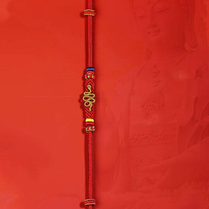 Buddha Stonesの赤い糸の8本の糸の平和の結び目、蛇の年の保護編みブレスレット