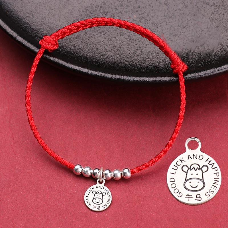 Buddha Stones十二支 子供用赤紐999 スターリングシルバー守護ブレスレット