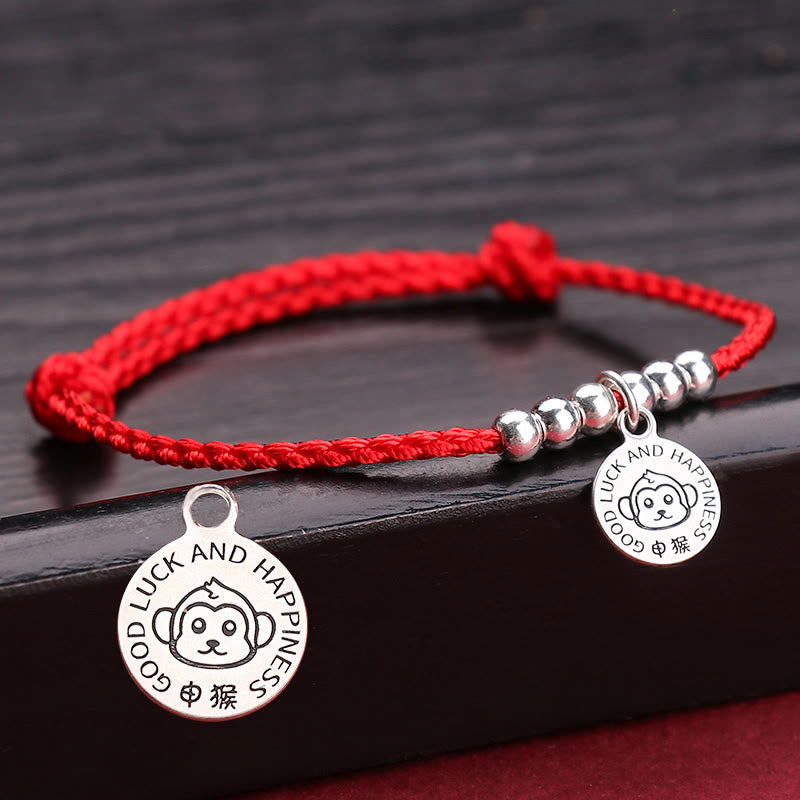 Buddha Stones十二支 子供用赤紐999 スターリングシルバー守護ブレスレット