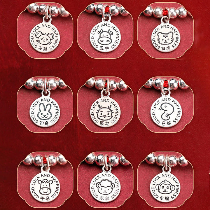 Buddha Stones十二支 子供用赤紐999 スターリングシルバー守護ブレスレット