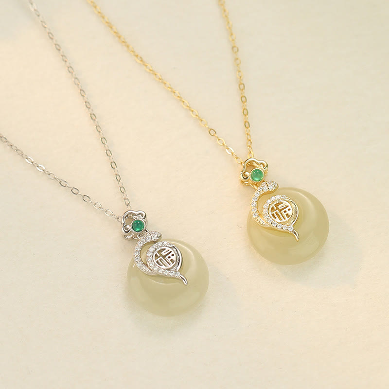 Buddha Stones925 スターリングシルバー 福文字 和田翡翠 平和バックル 蛇年 幸運 ネックレス ペンダント