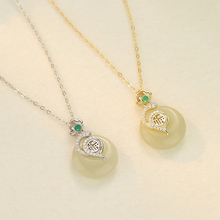 Buddha Stones925 スターリングシルバー 福文字 和田翡翠 平和バックル 蛇年 幸運 ネックレス ペンダント