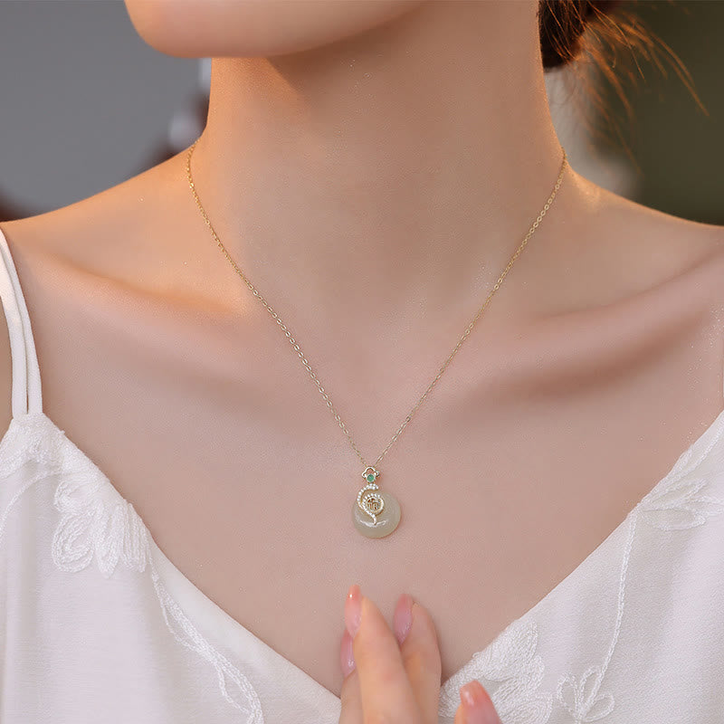 Buddha Stones925 スターリングシルバー 福文字 和田翡翠 平和バックル 蛇年 幸運 ネックレス ペンダント